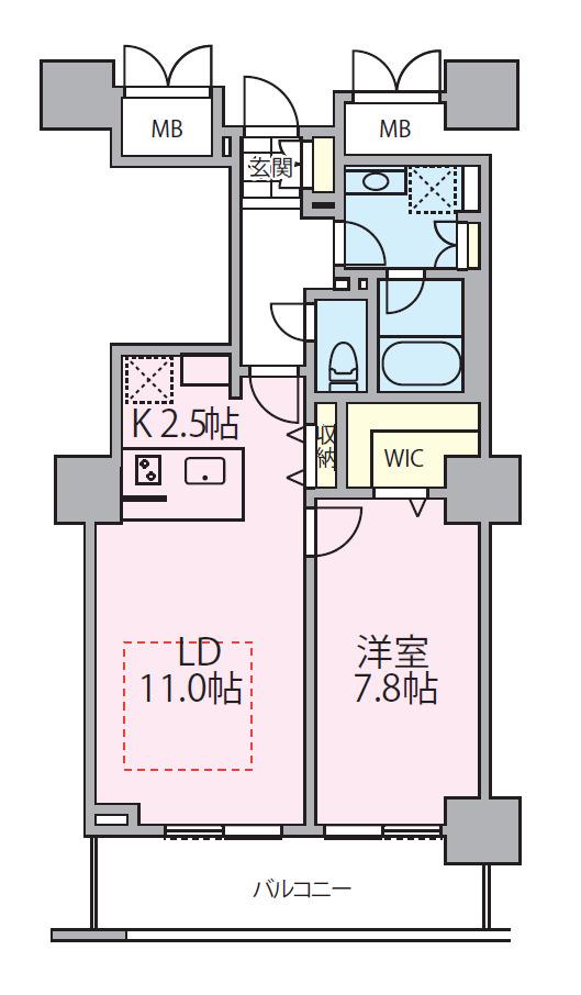 ロイヤルパークスタワー南千住(1LDK/9階)の間取り写真