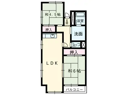 近藤第二ビル(2LDK/2階)の間取り写真