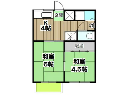 ウィンズ上桂(2K/2階)の間取り写真