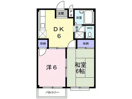 エルディム薫(2DK/2階)の間取り写真