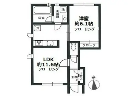 コージィコート元住吉(1LDK/1階)の間取り写真