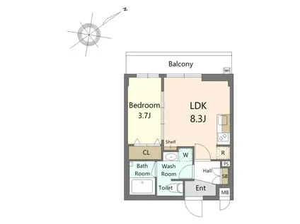 REFRAME 5 池尻大橋(1LDK/-1階)の間取り写真