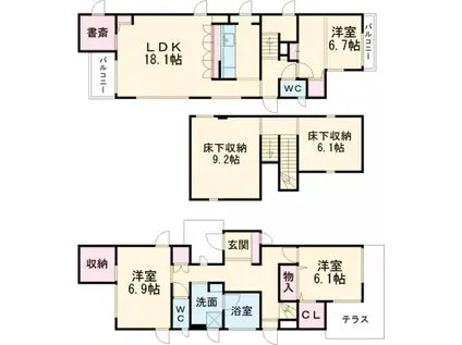 東北本線 小山駅 徒歩31分 2階建 築11年(3SLDK)の間取り写真