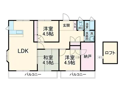 ハイツポエム(3SLDK/2階)の間取り写真