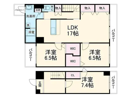 エベンエゼル三条(3LDK/5階)の間取り写真
