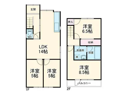 関西本線 蟹江駅 徒歩46分 2階建 築50年(4LDK)の間取り写真