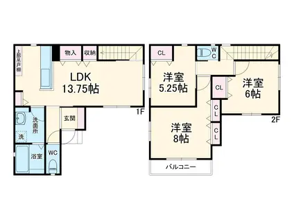 東海道本線 高塚駅 徒歩35分 2階建 築1年(3LDK)の間取り写真