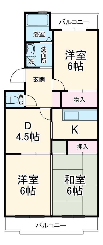 パークヒル航空公園Ⅱ(3DK/5階)の間取り写真