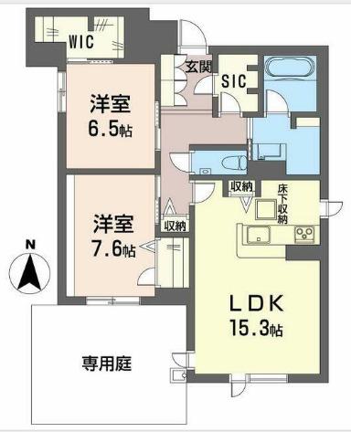 ラ・ルーム厚木町(2LDK/1階)の間取り写真