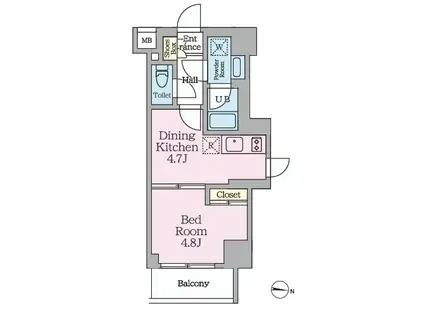 HYS MINOWA Ⅱ(1DK/4階)の間取り写真