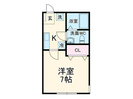 ハッピーヒルズ長後(ワンルーム/1階)の間取り写真