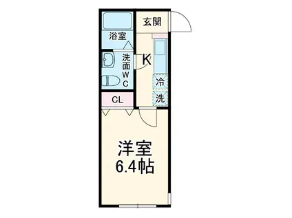 ハッピーヒルズ長後(ワンルーム/1階)の間取り写真