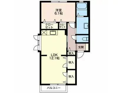 リンピアⅡ B(1LDK/2階)の間取り写真