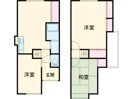 山陰本線 亀岡駅 徒歩22分 2階建 築52年(3LDK)の間取り写真
