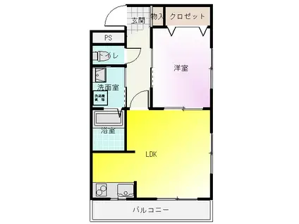 ヴァンヴェストA(1LDK/2階)の間取り写真