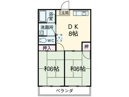コーポ吉野(2DK/3階)の間取り写真