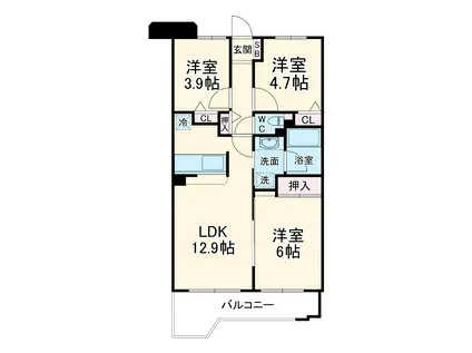 クリオ藤沢伍番館(3LDK/2階)の間取り写真