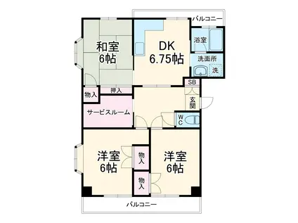 第2センターヒルズ(3SDK/2階)の間取り写真