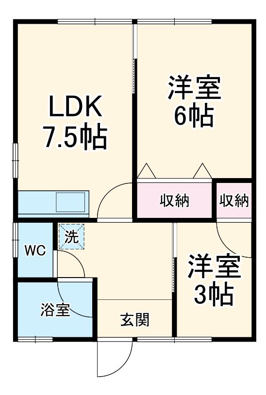 オアシス南坂部(2LDK/2階)の間取り写真