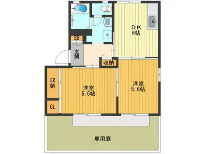 アークTU(2DK/1階)の間取り写真