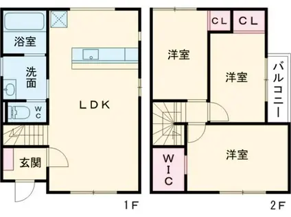 東北本線 岡本駅(栃木) 徒歩38分 2階建 築1年(3LDK)の間取り写真