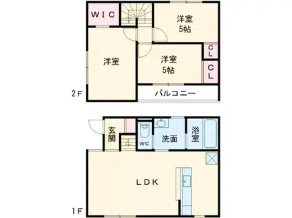 東北本線 岡本駅(栃木) 徒歩38分 2階建 築1年(3LDK)の間取り写真
