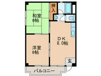 サンシャイン三津屋(2DK/3階)の間取り写真