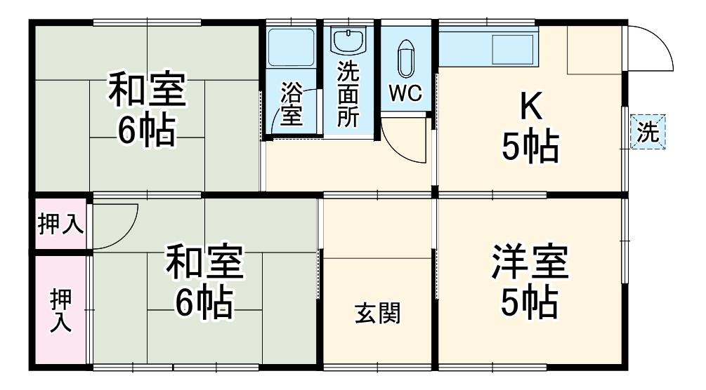 名鉄豊川線 諏訪町駅 徒歩10分 1階建 築58年(3DK)の間取り写真