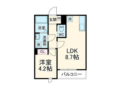 GRADUS八千代中央Ⅱ(1LDK/2階)の間取り写真