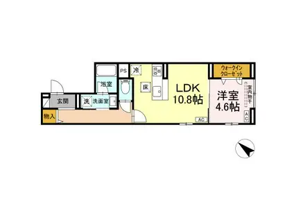 ディーソニア(1LDK/1階)の間取り写真