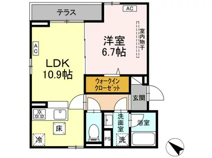 DーROOM南篠崎町(1LDK/1階)の間取り写真