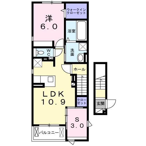 ラ ペ フランⅡ(1LDK/2階)の間取り写真