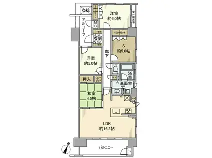 千葉中央レジデンス(3SLDK/4階)の間取り写真
