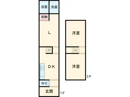 山陰本線 亀岡駅 徒歩36分 2階建 築52年(3DK)の間取り写真