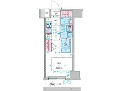 GENOVIA西川口Ⅲ(1K/11階)の間取り写真