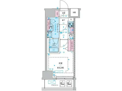 GENOVIA西川口Ⅲ(1K/11階)の間取り写真