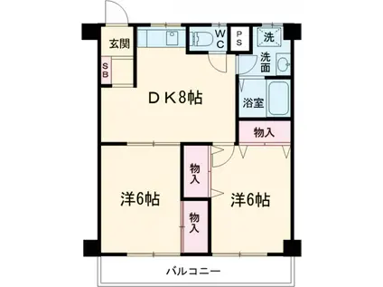 コーポ三鈴(2DK/4階)の間取り写真