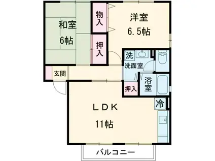 ハピエル福田(2LDK/2階)の間取り写真