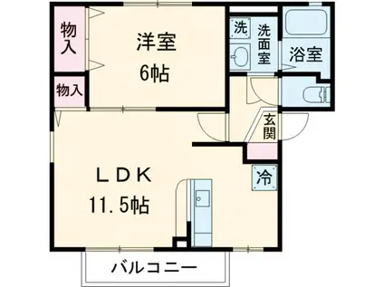 シャルマンB棟(1LDK/1階)の間取り写真