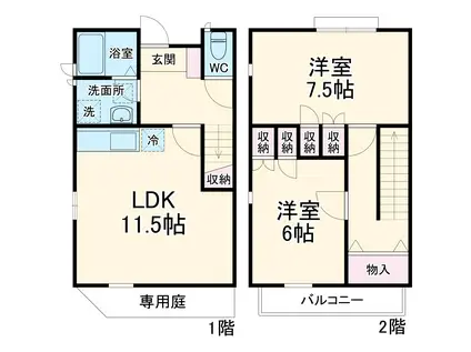 ドッグウッド宮前Ｄ棟(2LDK)の間取り写真