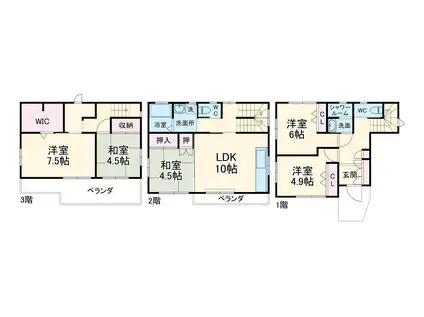 東武鉄道東上線 北坂戸駅 徒歩23分 3階建 築26年(5LDK)の間取り写真