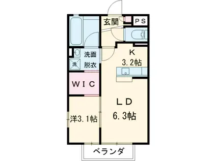 ヴァン・ベールE(1LDK/1階)の間取り写真