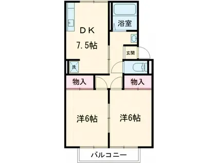 コーポラス宇東A棟(2DK/2階)の間取り写真