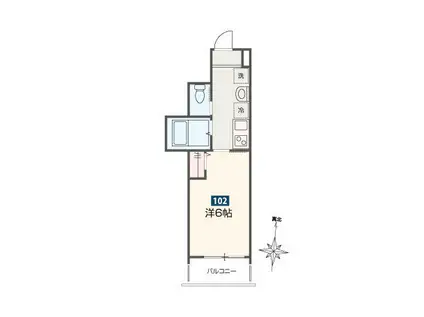 MELLAS元加治(1K/1階)の間取り写真