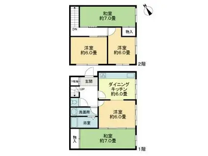 高崎線 北鴻巣駅 徒歩16分 2階建 築46年(4LDK)の間取り写真