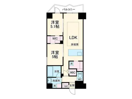 コンフォリア・リヴ谷町四丁目(2LDK/10階)の間取り写真