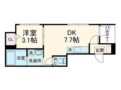 EMBELLIR COCO(1DK/2階)の間取り写真