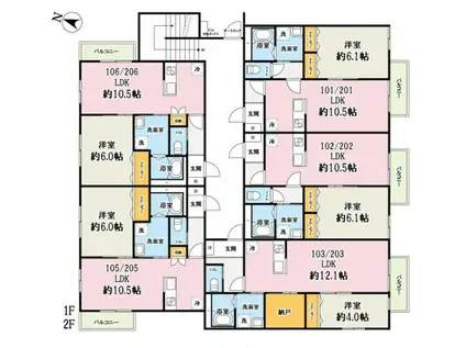 MAISON CALMA(1LDK/2階)の間取り写真