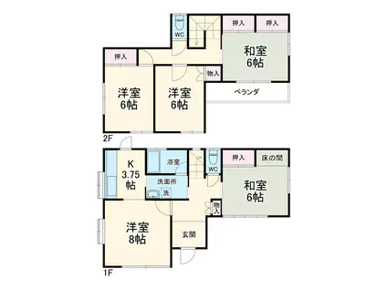高崎線 籠原駅 徒歩36分 2階建 築32年(4LDK)の間取り写真
