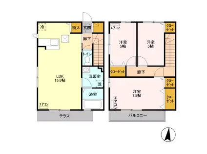 グレースファンタジア1(3LDK/1階)の間取り写真